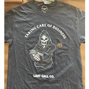 Last Call Co Skull Graphic TShirt Taking Care of Business Black NWT - Tilly’s -S